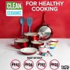 Clean Ceramic 23 Piece Non-Stick Aluminum Cookware Set, Red