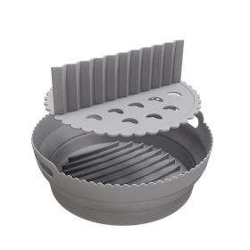 1pc Foldable Air Fryer Silicone Pot With Split Pad Basket Liner Mat Non-Stick For Oven Baking Tray Pizza Plate Grill Pot Tray (Color: gray)